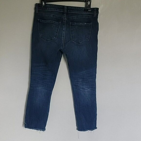KUT from the Kloth Blue Reese Ankle Straight Leg Jeans Distressed Hem Size 6P - Picture 6 of 9